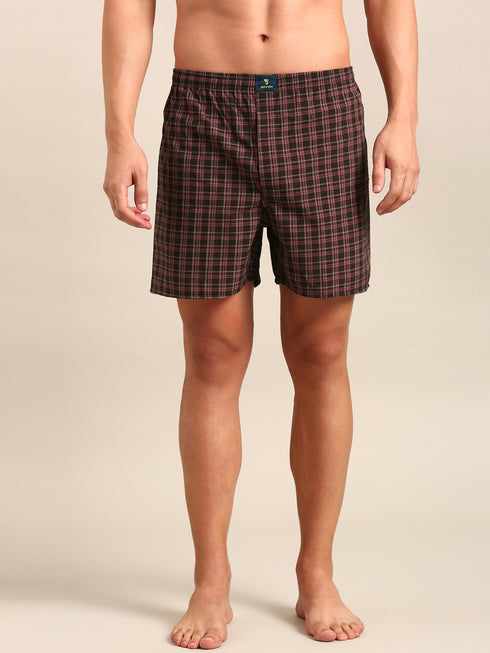 Brown Checked Cotton Boxer